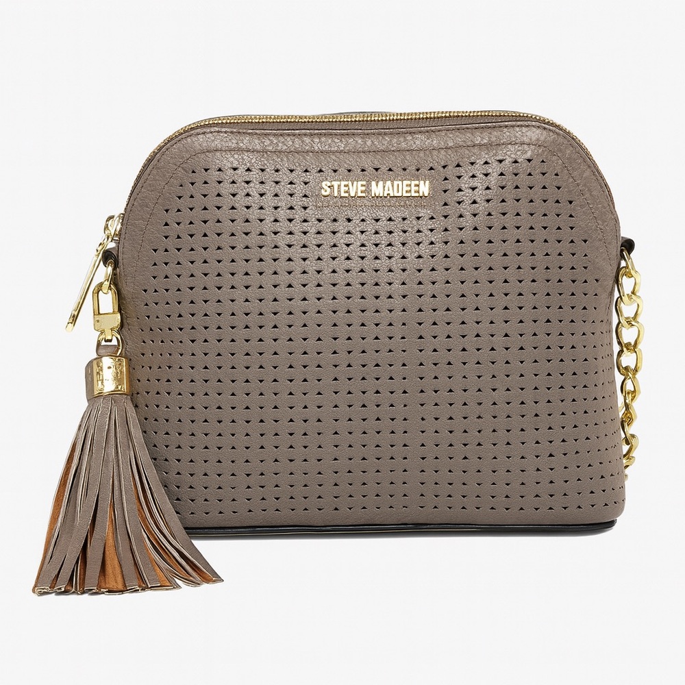 Steve Madden purse silver Gray  perforated leather Women's crossbody Bag